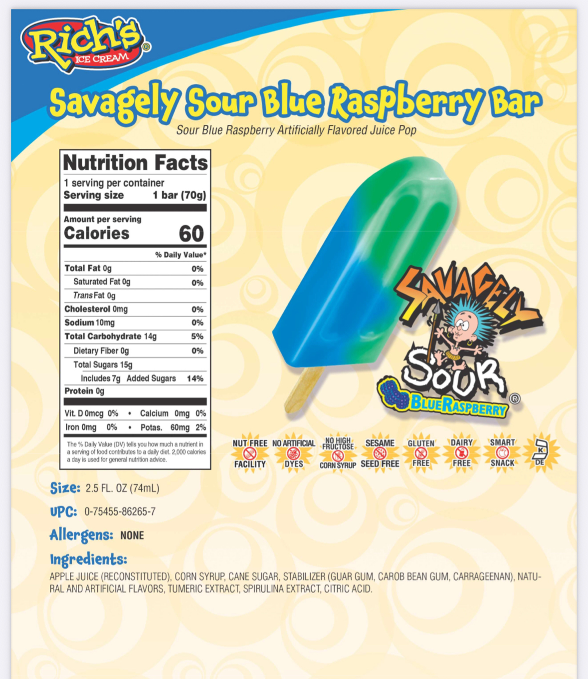 Blue Raspberry Bar Ice Cream